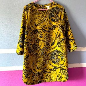 H&M Yellow and Black Patterned Dress